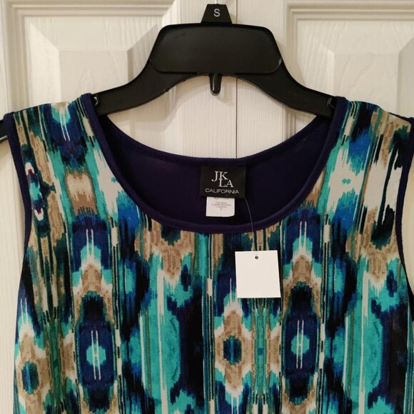 JK LA California Navy Blue Printed Polyester Sleeveless Tank Small NWT - Picture 3 of 4